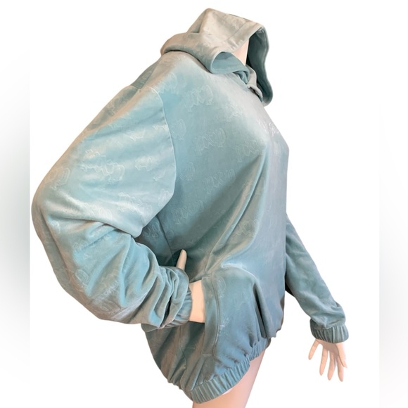 Project X Paris hoodie, light blue/teal velour.  Perfect item. Oversized small. - Picture 3 of 7